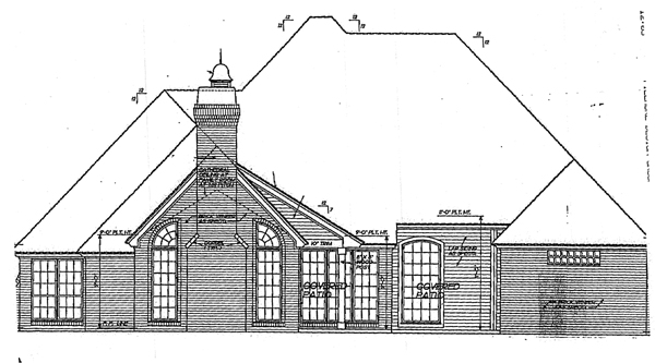 European One-Story Victorian Rear Elevation of Plan 98576