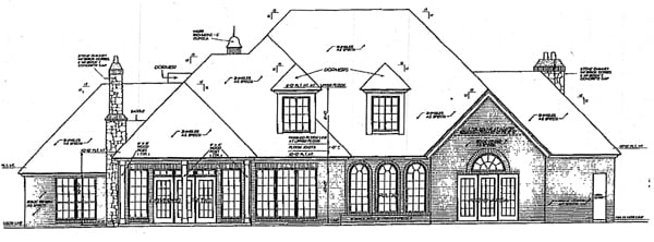 European French Country Tudor Rear Elevation of Plan 98585