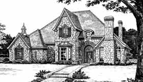 European French Country Tudor Elevation of Plan 98586