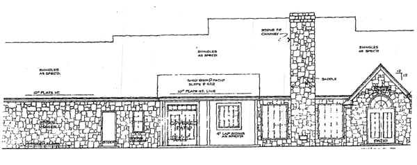 Bungalow Country One-Story Rear Elevation of Plan 98589
