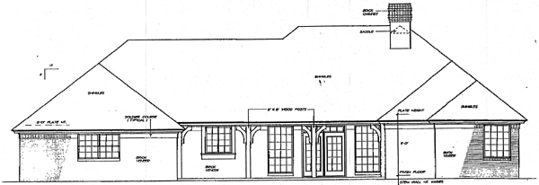 European Rear Elevation of Plan 98593