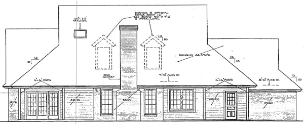 Contemporary Farmhouse Rear Elevation of Plan 98595