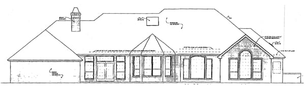 One-Story Traditional Rear Elevation of Plan 98597