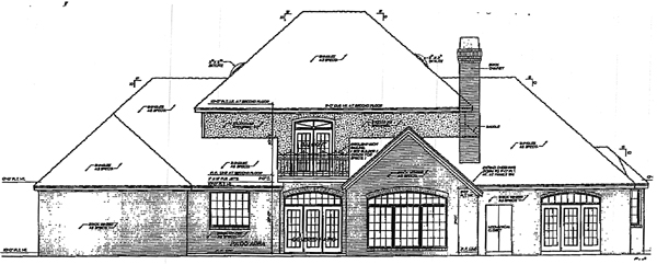 Colonial European French Country Rear Elevation of Plan 98599