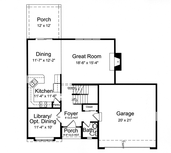 Country Craftsman Level One of Plan 98601