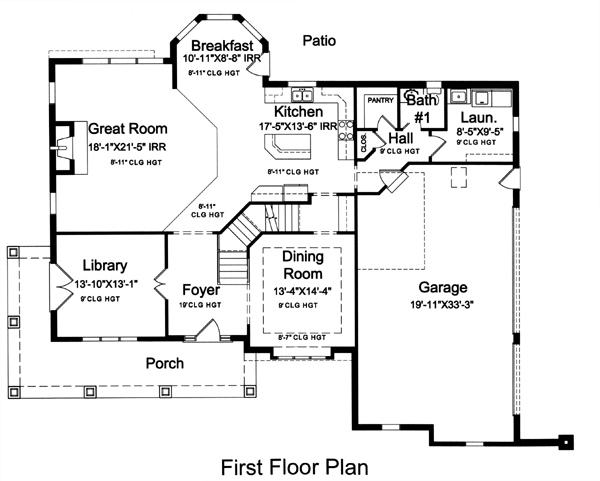 Country Craftsman Level One of Plan 98605