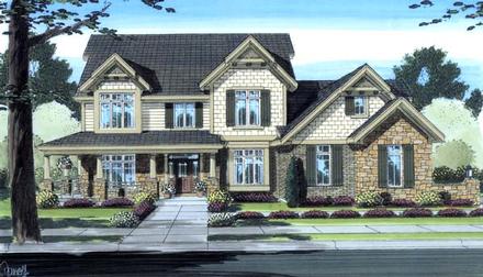 Country Craftsman Elevation of Plan 98605