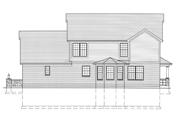 Country Craftsman Rear Elevation of Plan 98605