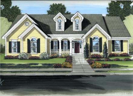 Colonial Country Elevation of Plan 98608