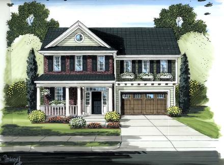Colonial Country Elevation of Plan 98609