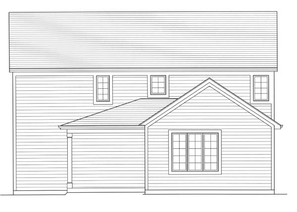 Colonial Country Rear Elevation of Plan 98609