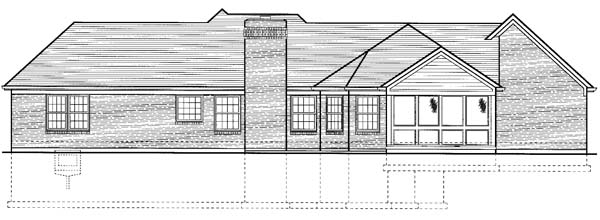 Traditional Rear Elevation of Plan 98612