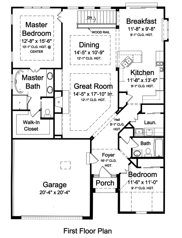 European Narrow Lot One-Story Level One of Plan 98621