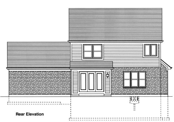 Traditional Rear Elevation of Plan 98624