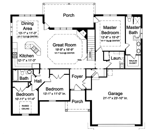 One-Story Traditional Level One of Plan 98628