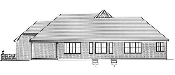 European One-Story Rear Elevation of Plan 98630