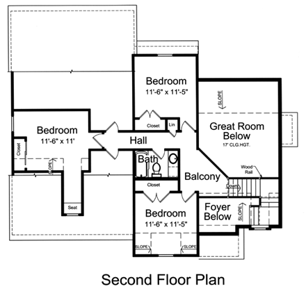 House Plan 98635 Second Level Plan