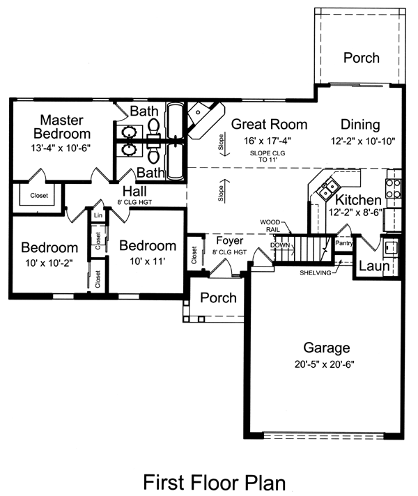 One-Story Traditional Level One of Plan 98637