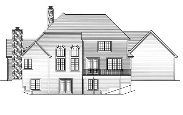 Colonial Country Rear Elevation of Plan 98639