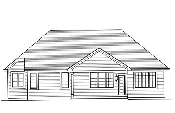Cottage European Traditional Rear Elevation of Plan 98650