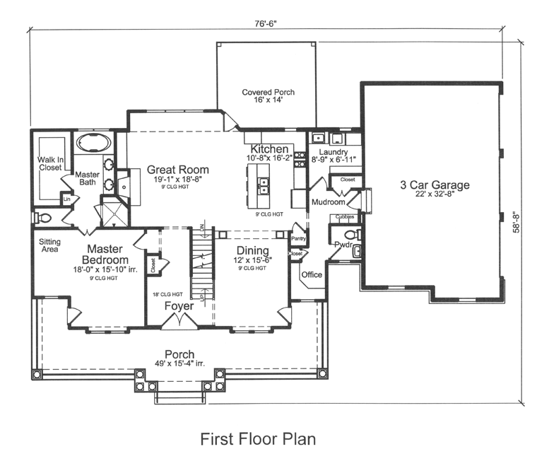 Farmhouse Traditional Level One of Plan 98656