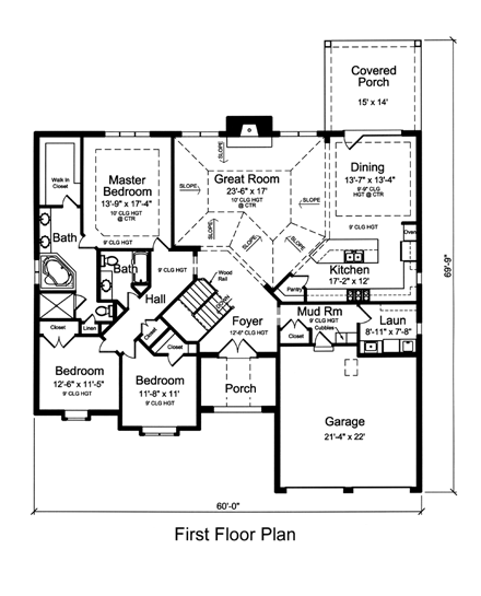 House Plan 98662 First Level Plan