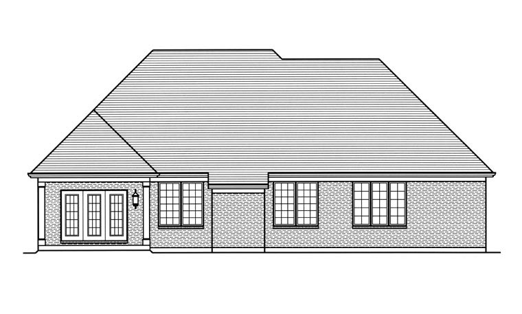 Traditional Rear Elevation of Plan 98662