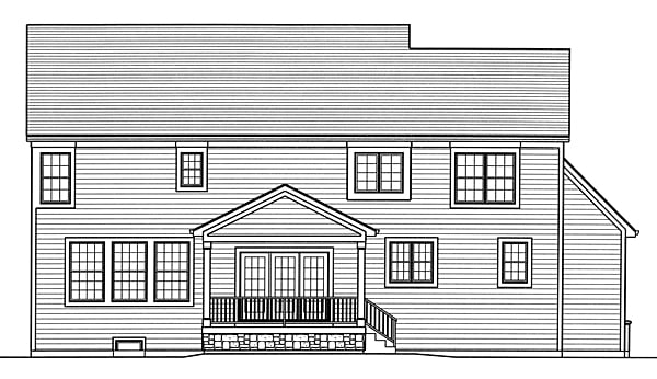 Colonial Country Southern Rear Elevation of Plan 98663