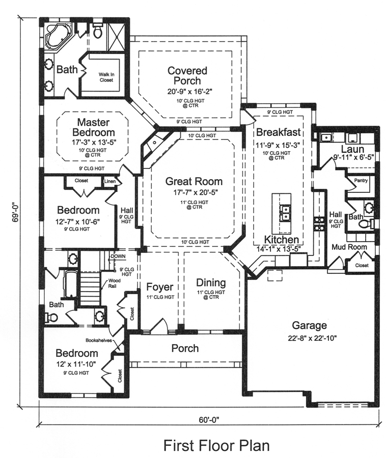 Cottage Traditional Tudor Level One of Plan 98664