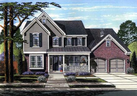 Colonial Country Traditional Elevation of Plan 98666