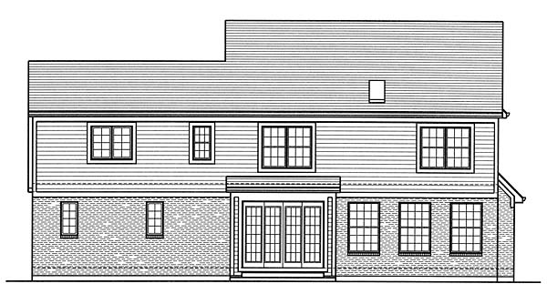 Colonial Country Traditional Rear Elevation of Plan 98666