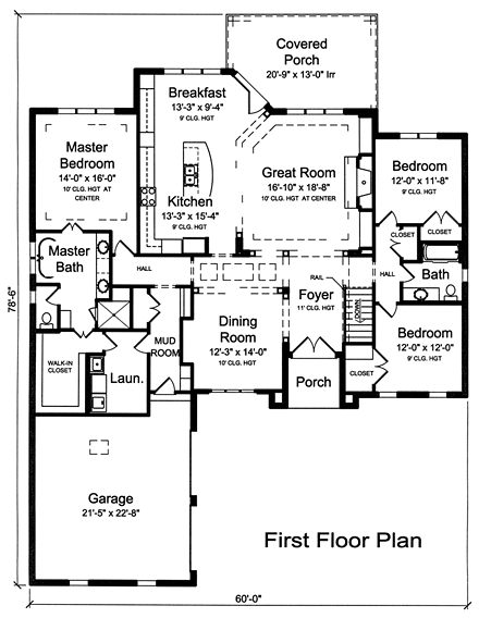 House Plan 98668 First Level Plan