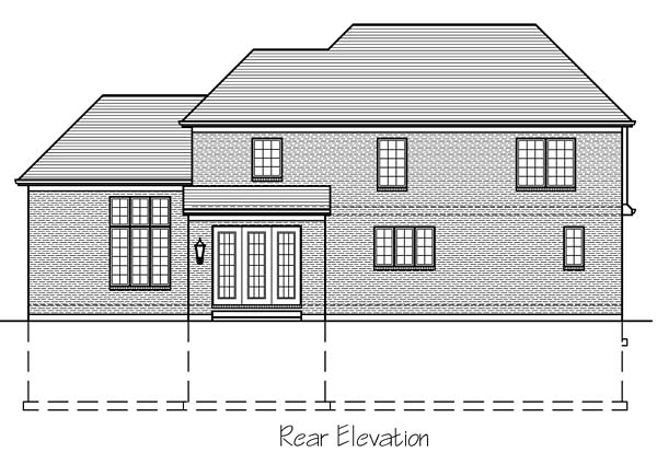 European Traditional Tudor Rear Elevation of Plan 98672