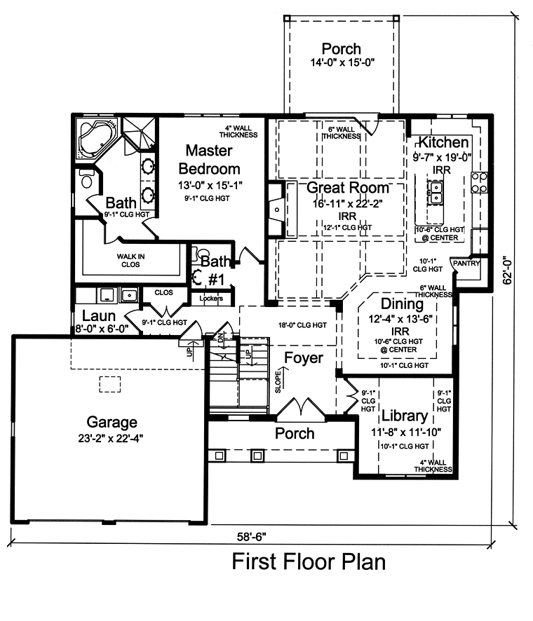 Country Craftsman Traditional Level One of Plan 98677