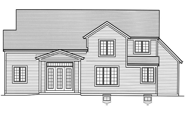 Country Craftsman Traditional Rear Elevation of Plan 98677