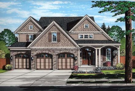 Craftsman European Traditional Elevation of Plan 98682