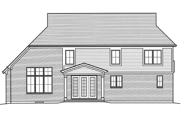 Craftsman European Traditional Rear Elevation of Plan 98682