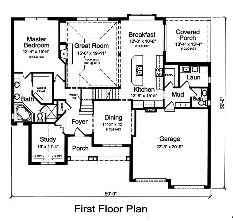 Country Craftsman Southern Traditional Level One of Plan 98684