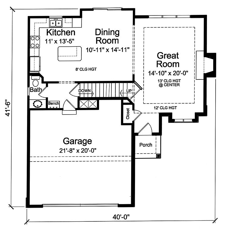 Contemporary Cottage Level One of Plan 98690