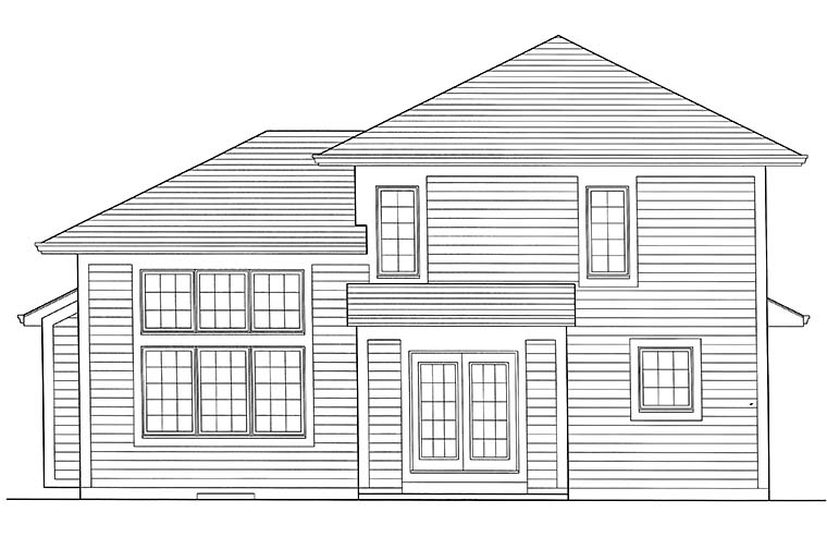 Contemporary Cottage Rear Elevation of Plan 98690