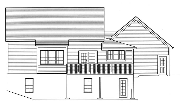 Cape Cod Country Southern Rear Elevation of Plan 98691