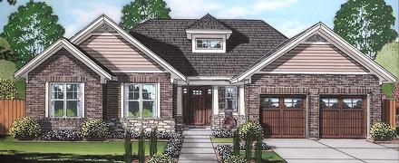 Cottage Craftsman Ranch Traditional Elevation of Plan 98693