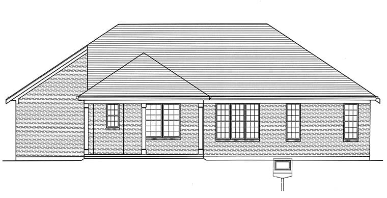 Cottage Craftsman Ranch Traditional Rear Elevation of Plan 98693