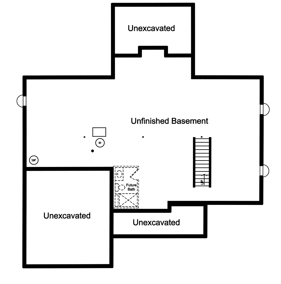 Bungalow Cottage Ranch Lower Level of Plan 98695