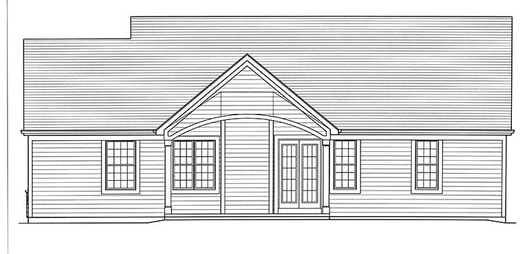 Bungalow Cottage Ranch Rear Elevation of Plan 98695