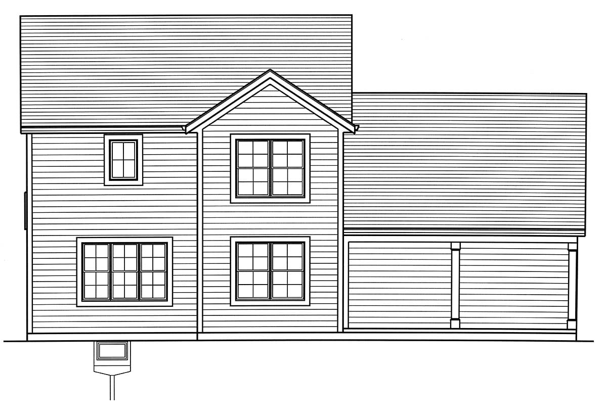 Colonial Country Traditional Rear Elevation of Plan 98699