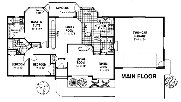 One-Story Ranch Level One of Plan 98803