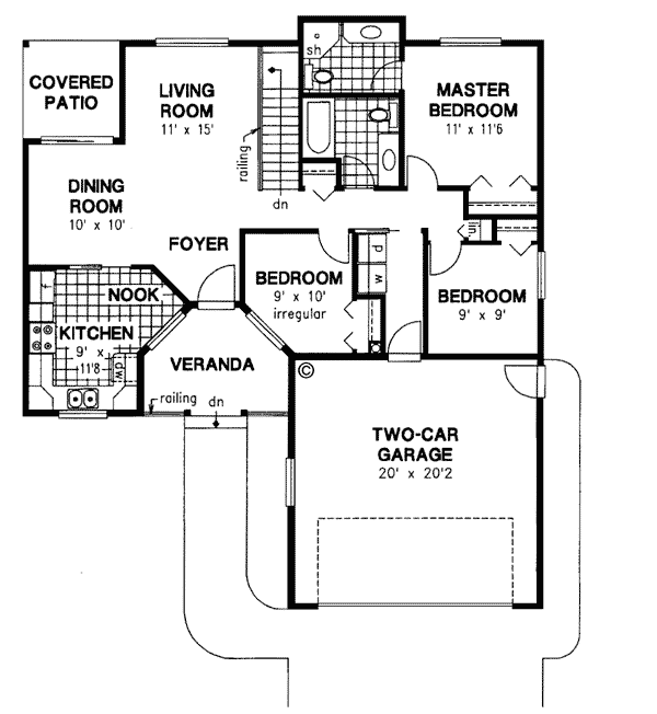 One-Story Ranch Level One of Plan 98809