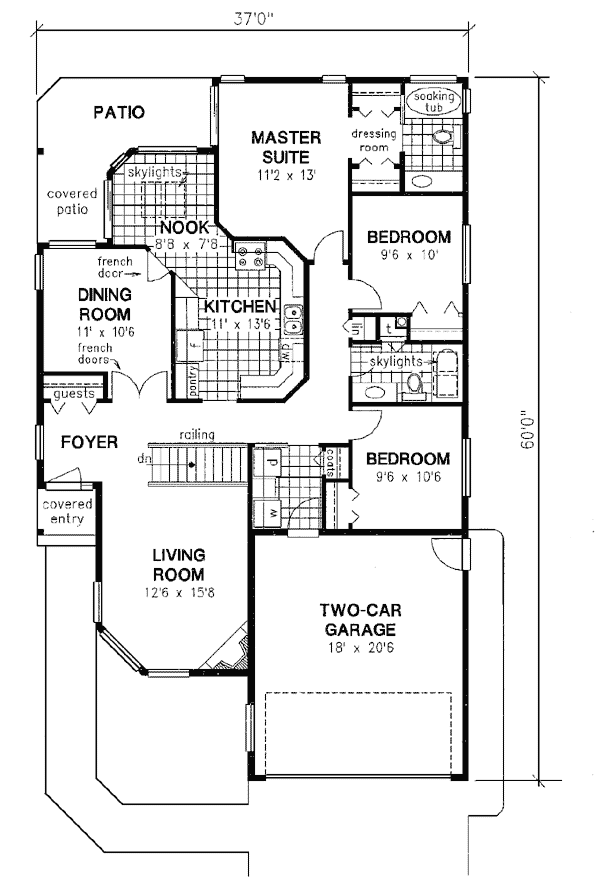 Narrow Lot One-Story Ranch Level One of Plan 98825