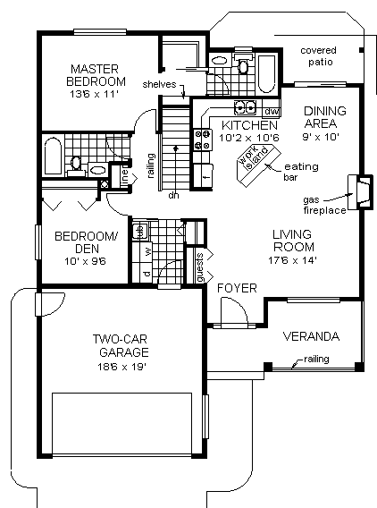 House Plan 98837 First Level Plan